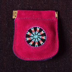 Andino Push - Otavalo Leather Beads Embroidery Purse Red