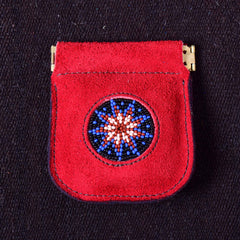 Andino Push - Otavalo Leather Beads Embroidery Purse Red Stars