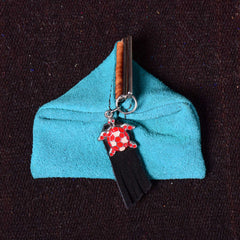 Andino Tortuguero - Otavalo Leather Turtle Clasp Purse turquoise Black Handle