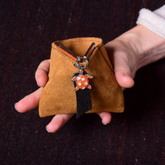 Andino Tortuguero - Otavalo Leather Turtle Clasp Purse turquoise Light Brown