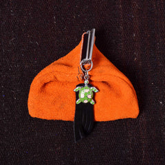 Andino Tortuguero - Otavalo Leather Turtle Clasp Purse Orange Black Handle