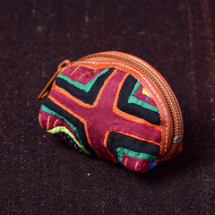 Redondo - Kuna Mola & Leather Purse dark brown