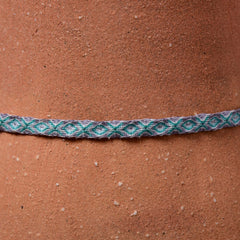 Mhuysca Macrame Thin Bracelet White Turquoise