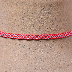 Mhuysca Macrame Thin Bracelet Red & White