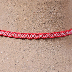 Mhuysca Macrame Thin Bracelet Red Diagonal
