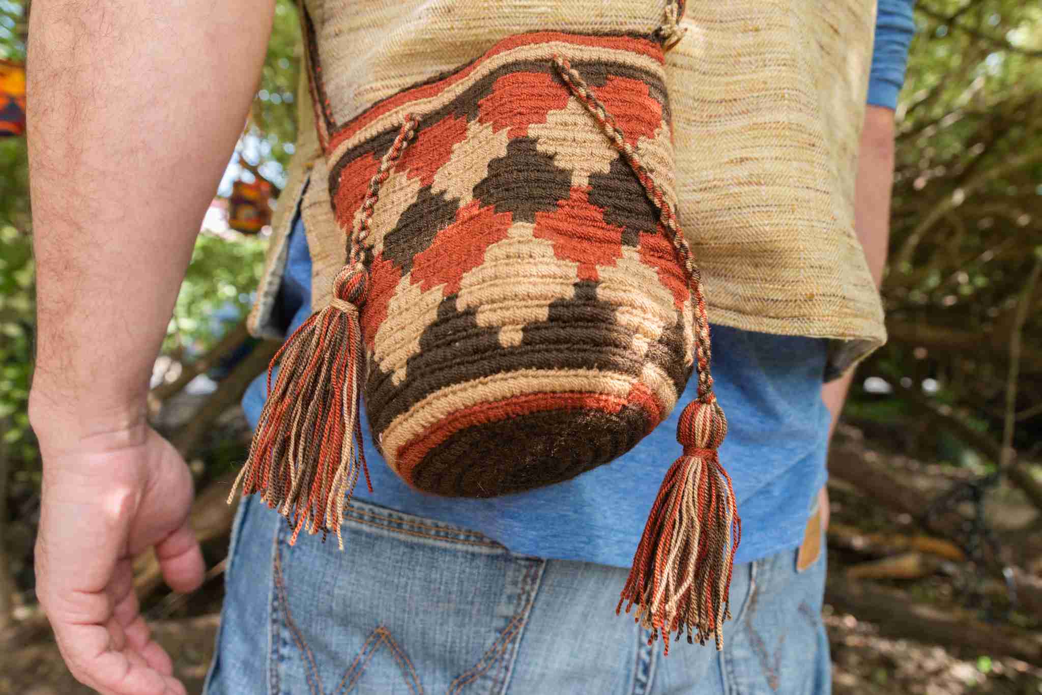 Wayuu Small Knitted Mochila Bag Brown