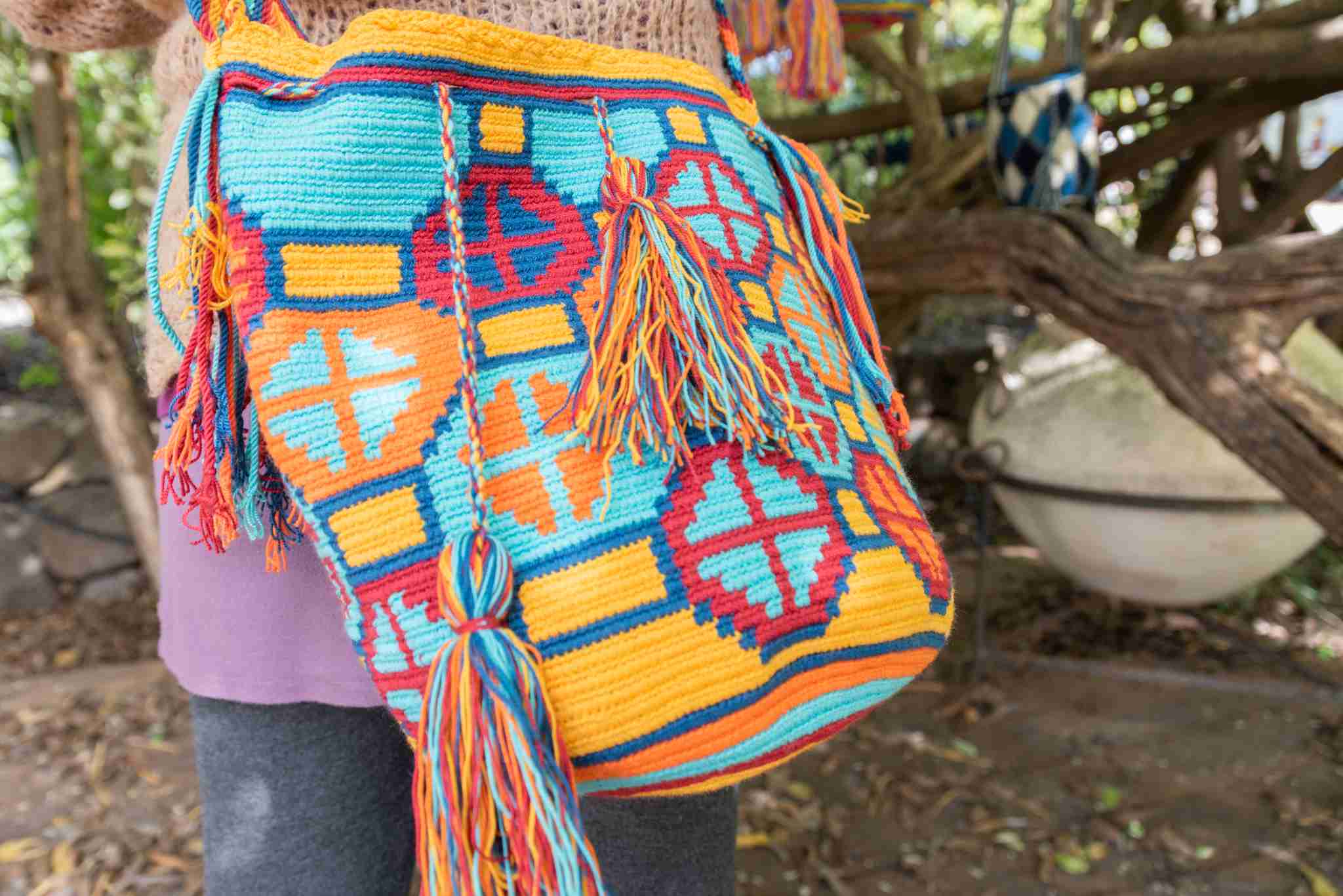 Wayuu Large Knitted Mochila Bag Cells