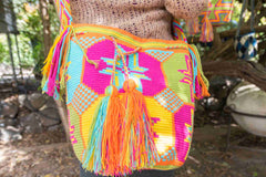 Wayuu Large Knitted Mochila Flowers