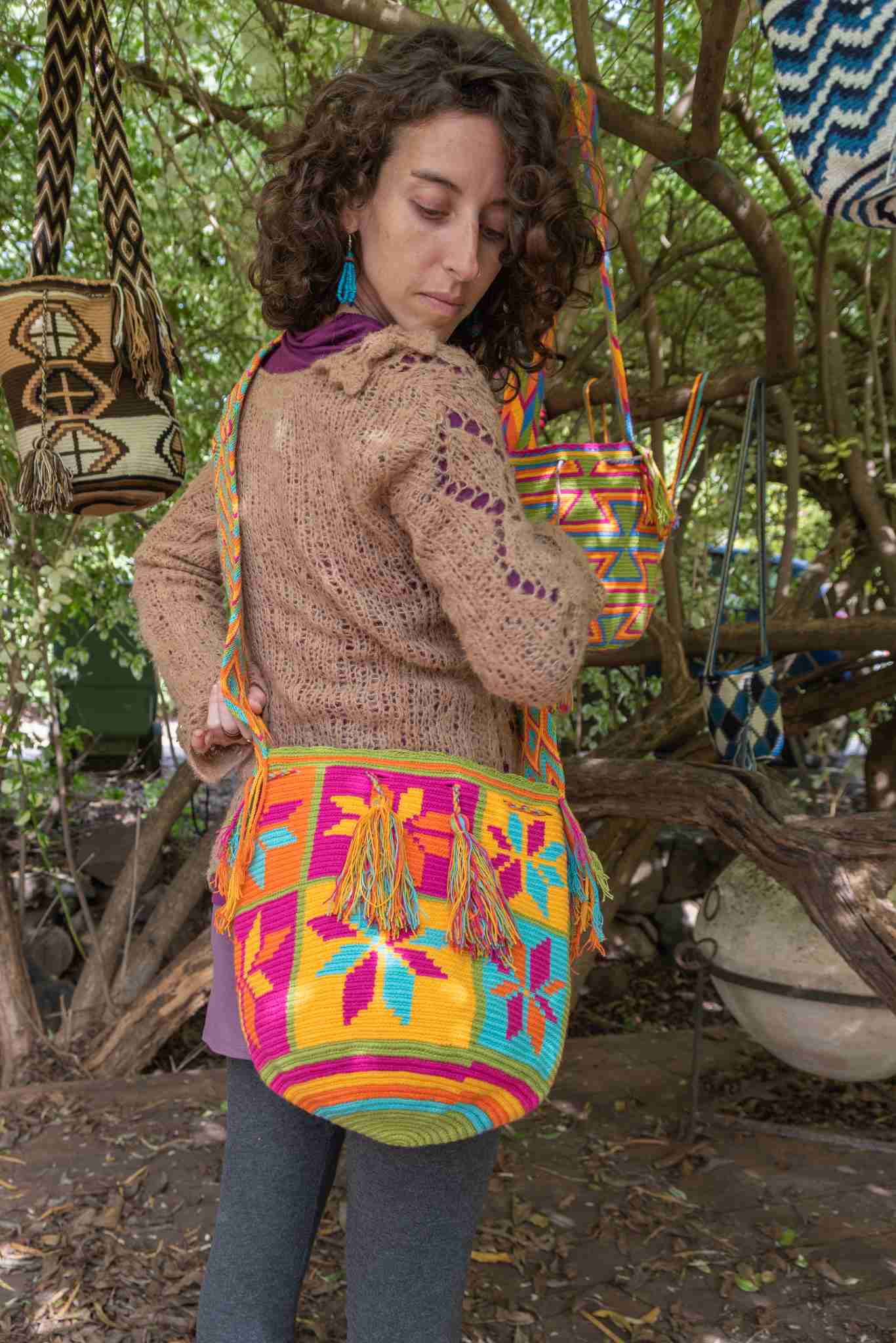 Wayuu Large Knitted Mochila Pink Style