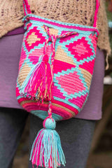 Wayuu Small Knitted Mochila Bag Pinkish