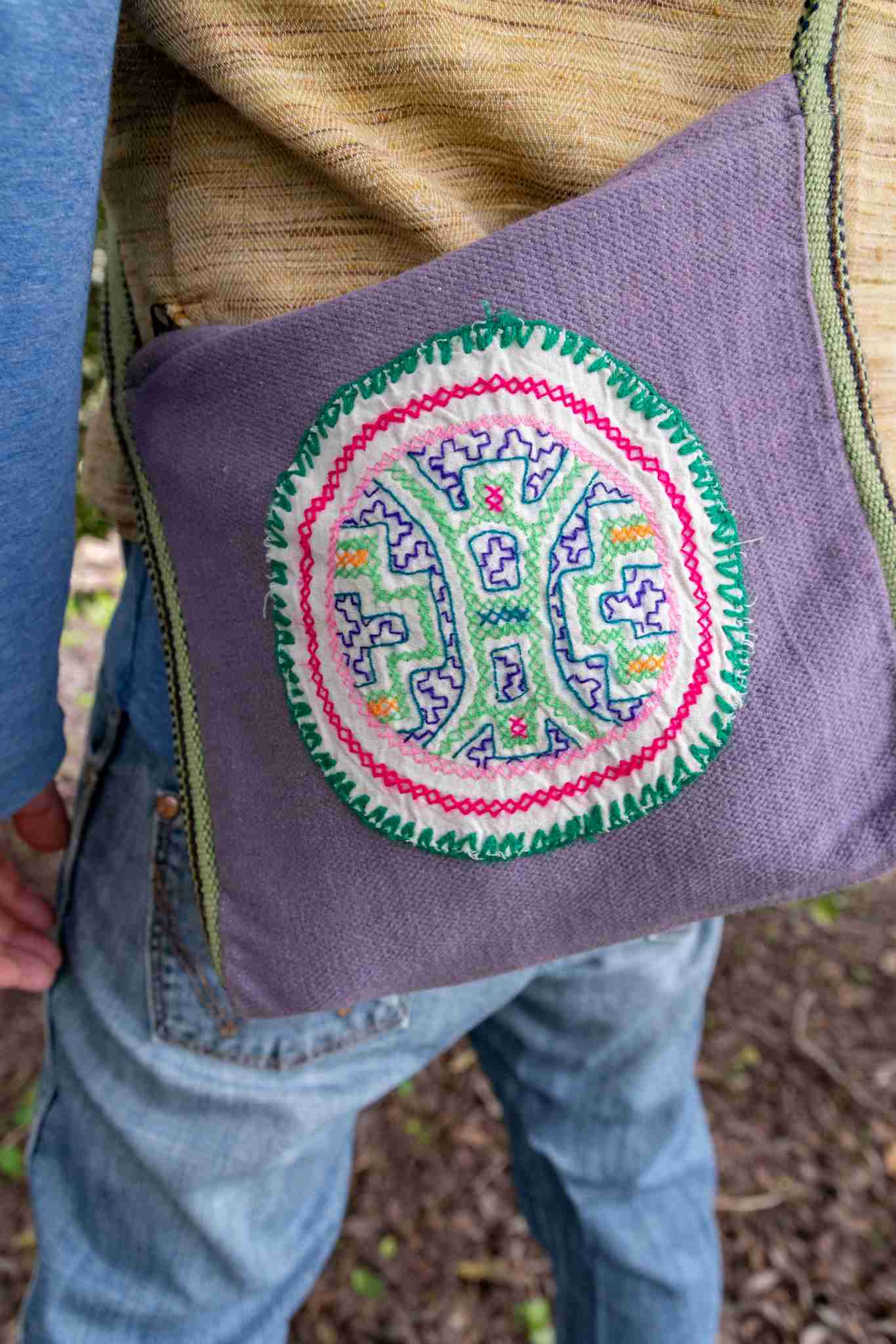 Peruvian Shipibo  Embroidery Bag - Icaro Patch