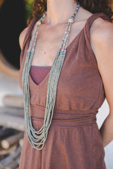 Green Long Strips - Clay Beads Necklace - Wild Matter Arts
