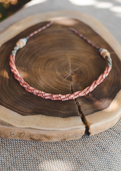 3 braided strips - Clay Beads Necklace - Wild Matter Arts