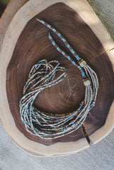 Grey Blue long strips - Clay Beads Necklace - Wild Matter Arts