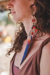 Shipbo Guacamaya Natural Feather Exstra Long Earings - Wild Matter Arts